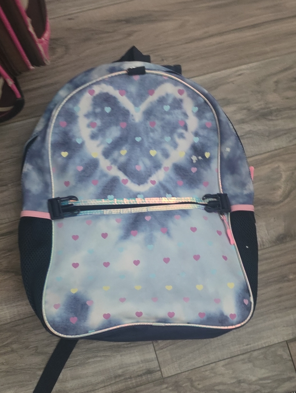 Kids Heart Tie-Dye Backpack in Blue and Pink